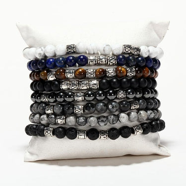 Men's 4pc Natural Stone 'SLOW RELEASE ENERGY' Bracelet Set
